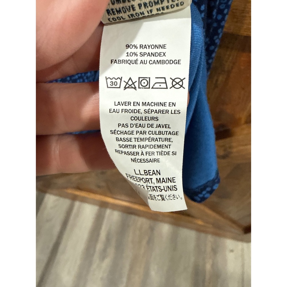 LL Bean Womens 2X Blue Ditsy Floral V-Neck Faux Wrap Midi Dress Short Sleeve - Picture 4 of 5